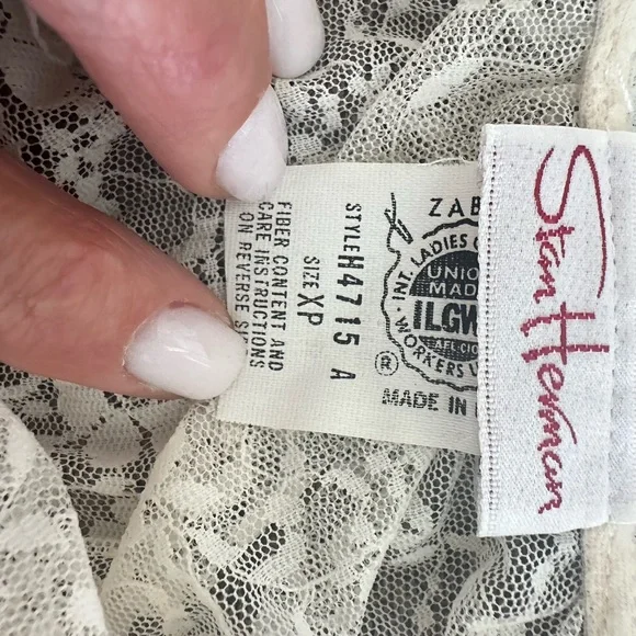 Vintage Stan Herman Babydoll style Sheer Lace Tie-Front Blouse - Cream - Picture 11 of 14